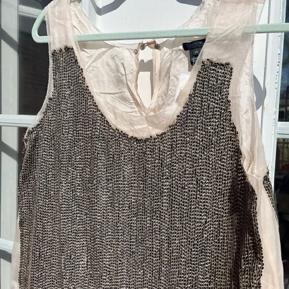 J Crew Collection 100% Silk Sequin Shift Dress NWT